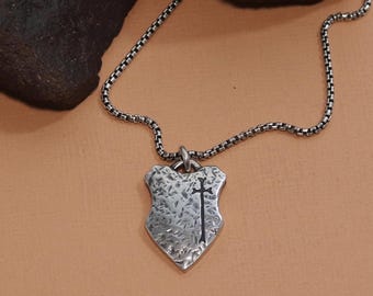 Shield Of Faith Pendant, Visible Faith, Sterling Silver Jewelry, Christian, Handmade, Cross