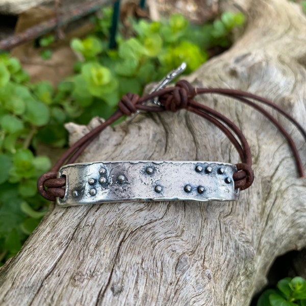 Teach Me Bracelet, Braille, Handmade, Sterling Silver, Job 34:32, Unique Braille Bracelet, Christian, Visible Faith Jewelry