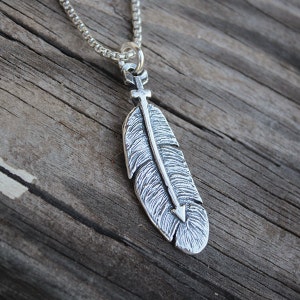 Warrior Pendant, Sterling Silver, Christian, Handmade, Feather Necklace, Christian Feather, Warrior Necklace, Visible Faith Jewelry