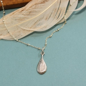 Cry Out To Jesus Pendant, Teardrop Necklace, Cross, Psalm 18:6, Sterling Silver Jewelry, Christian, Handmade, Cross, Visible Faith Jewelry