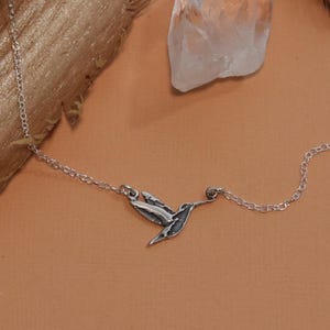 Divine Hummingbird Necklace, Sterling Silver,Hummingbird, Handmade, Visible Faith Jewelry