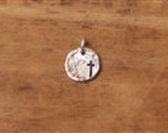 His Favor Pendant, Sterling Silver, Christian, Handmade, Cross, Necklace, Circle, Dainty, Visible Faith Jewelry