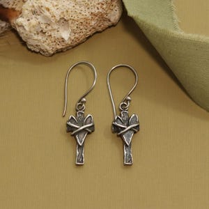 Bind My Heart Earrings, Visible Faith, Sterling Silver Jewelry, Christian, Handmade, Cross, Heart