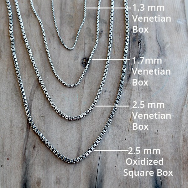 Venetian Box Chain 1.3mm, Box Chain, 18” Box Chain, Sterling