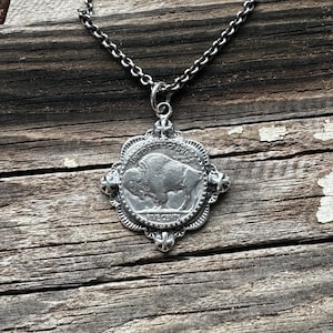 Buffalo Nickel On Mixed Link Necklace main image 0