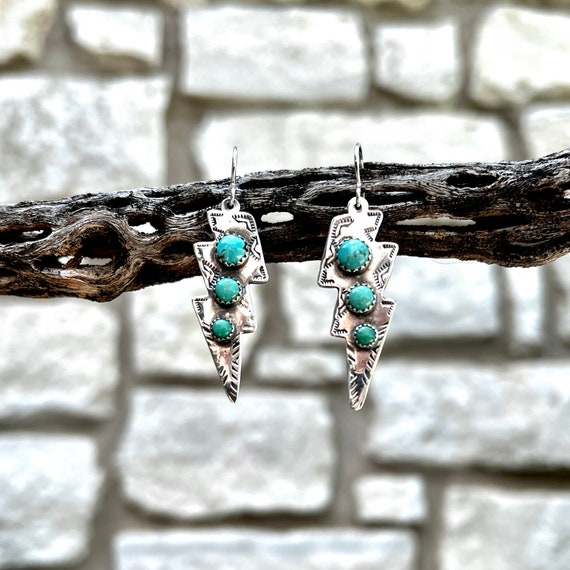 La Paz Lightning Bolt Earrings, Sterling Silver Lightning Bolt