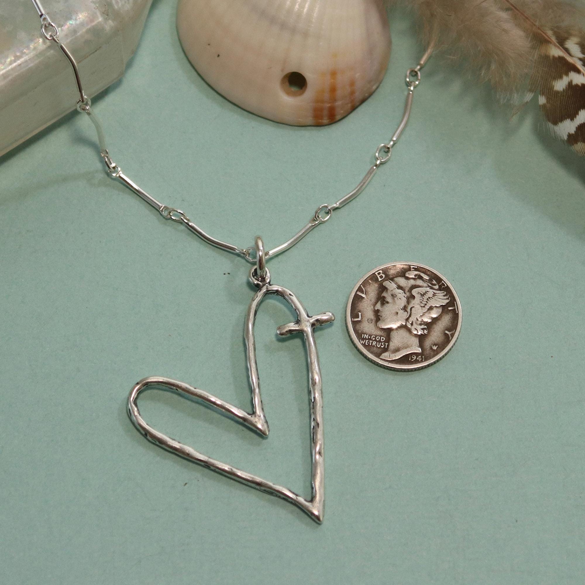 Anhänger Ewige Liebe, Sichtbarer Glaube, Sterling Silber Schmuck, christlich, handgefertigt, Kreuz, Herz