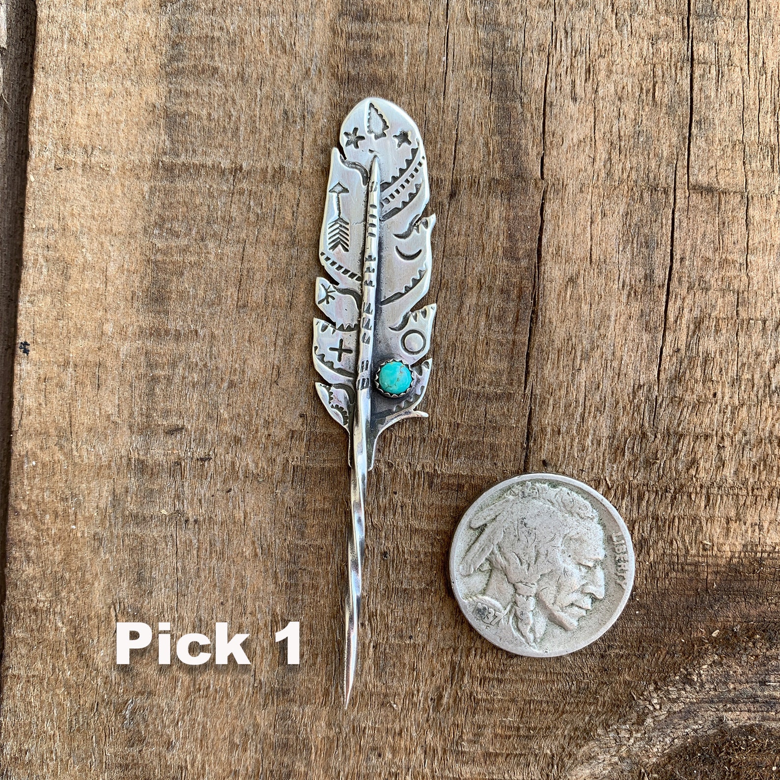 Sterling Silver Toothpick Feather Cowboy Hat Pick Turquoise Etsy