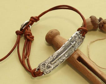 He Lives Bracelet, Visible Faith, Sterling Silver Jewelry, Leather, Christian, Handmade, Cross