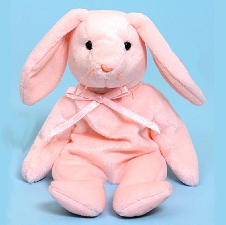 4117 Ty Beanie Babies Rabbit Baby Shower Birthday Party One Dozen 12 New HOPPITY The PINK BUNNY 6in Never Displayed