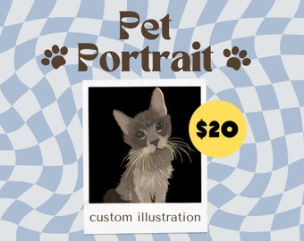 Custom Pet Portrait, Pet Portrait, Pet Drawing, Hand Drawn Pet, Digital Pet Painting, Pet Design