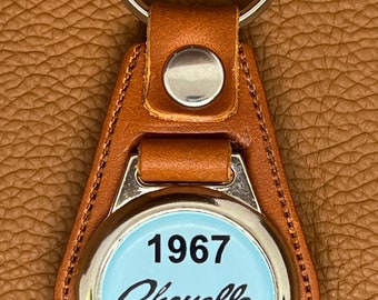 1967 CHEVELLE Premium leather Classic tan vintage keychain