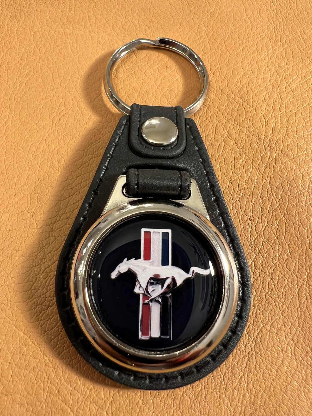 BLACK MUSTANG KEYCHAIN Black Back Red White Blue Etsy