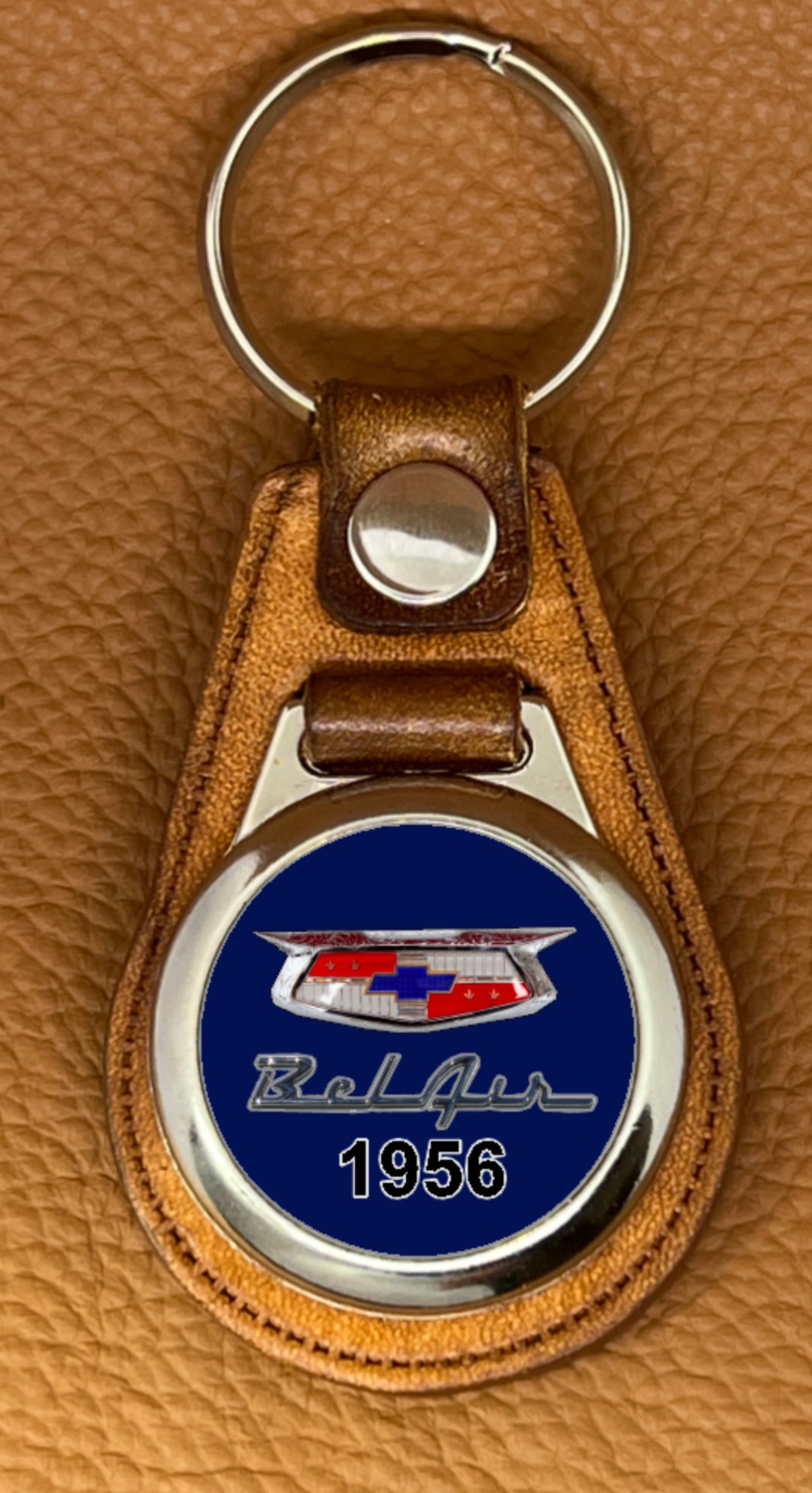 Retro 1956 Belair Leather Keychain Blue - Etsy