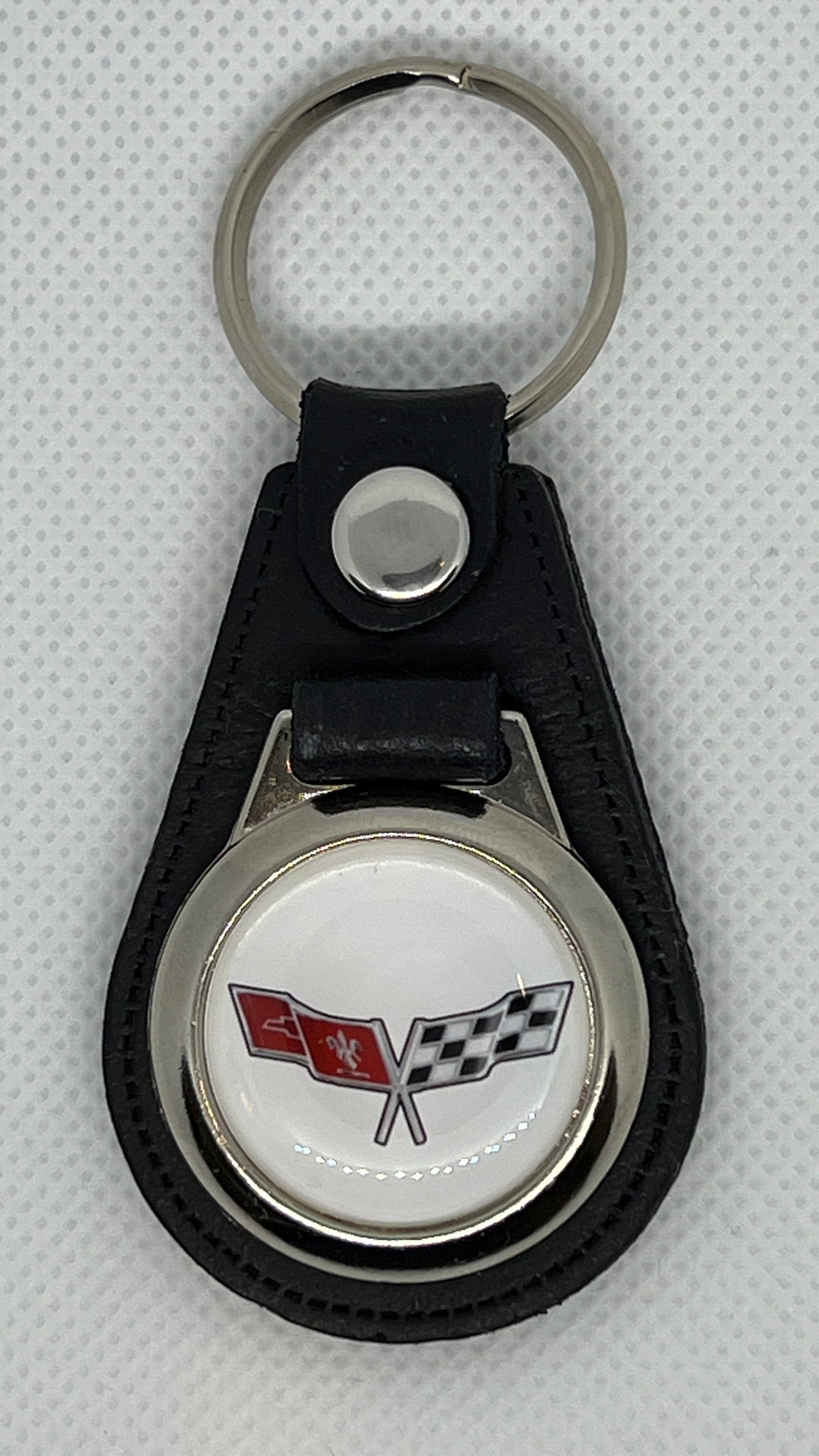 Black Leather Cross Flag Keychain High-quality Holds