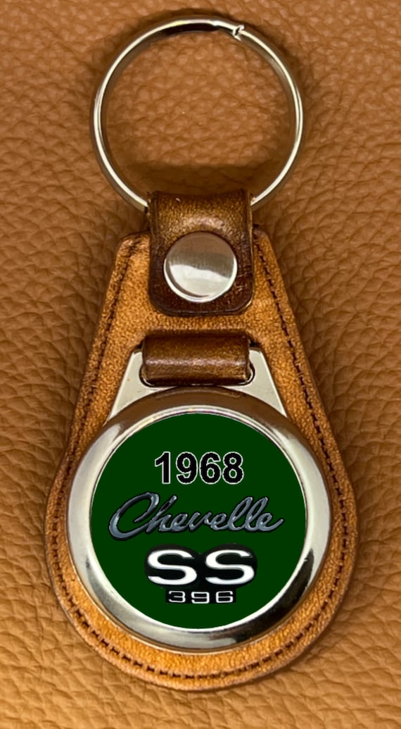 Porte-clés en cuir premium pour Chevelle 396 verte de 1968 