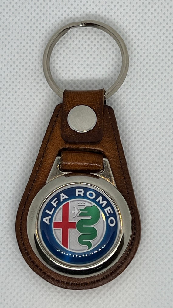 Brauner Leder Schlüsselanhänger für deinen Alfa Romeo - .de