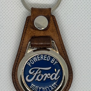 Leather Retro hand crafted old school keychain ford