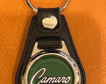 1967 Camaro black leather keychain