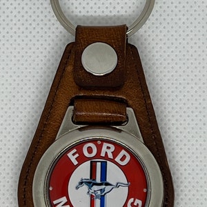 MUSTANG Leather Keychain High-Quality red and white