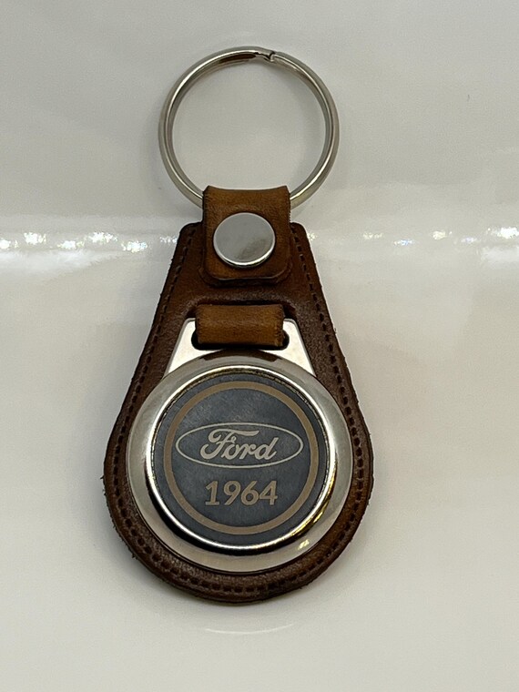 Ford Motor Old Ford Keychain 1964 Engraved Ford In Brown