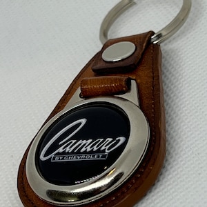 Tan Leather Keychain High-Quality for your black Camaro