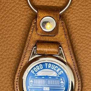 Leren sleutelhanger Hoogwaardige Ford Blue Circle-look