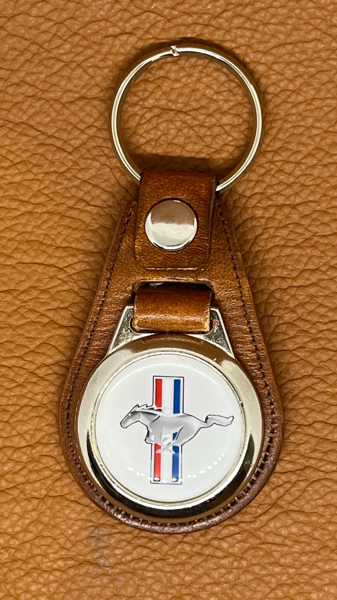 Leather Keychain High-quality for MUSTANG White - Etsy