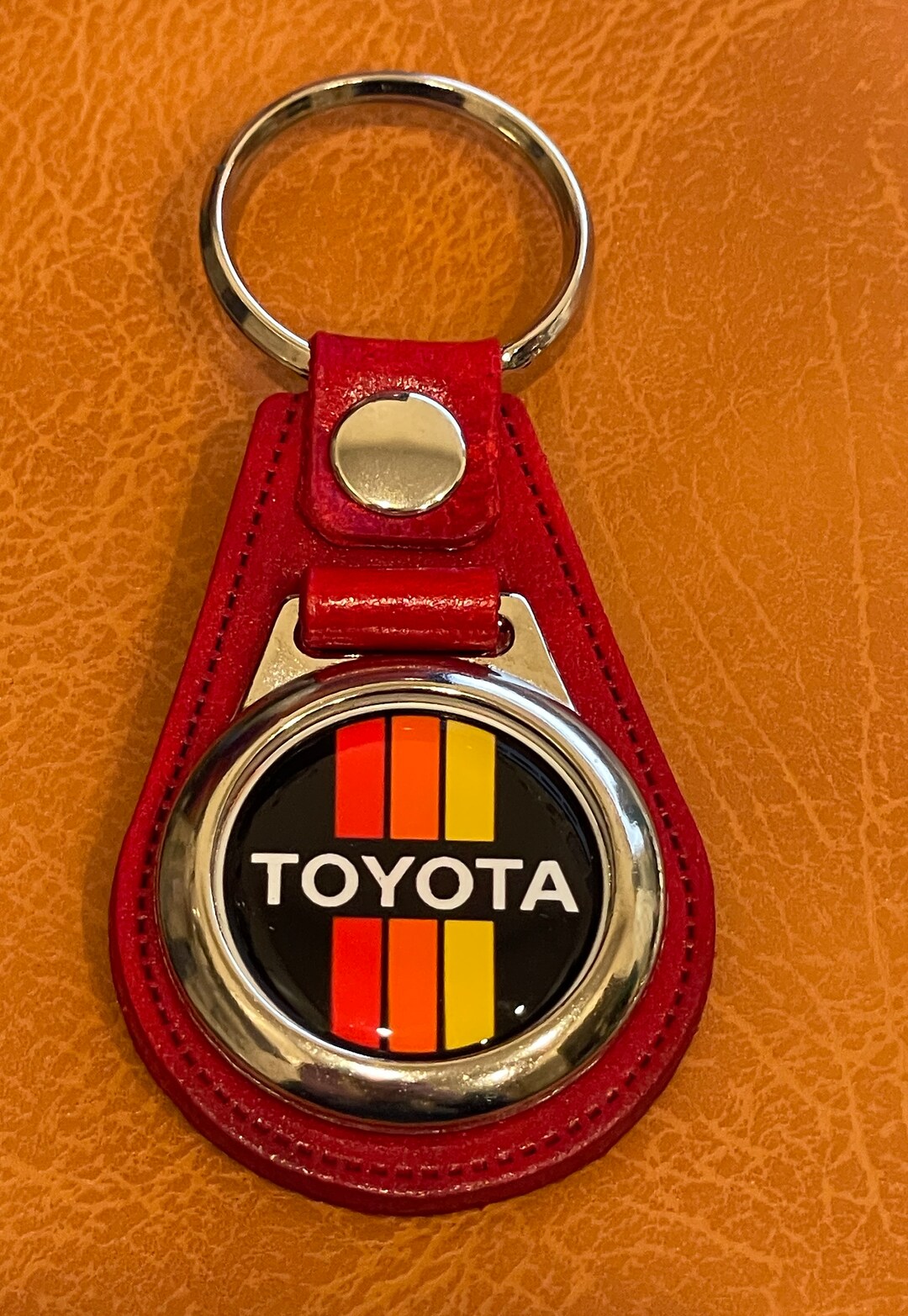 Red Leather Toyota Keychain Retro - Etsy