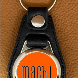Black Premium Leather keychain for MACH 1 orange
