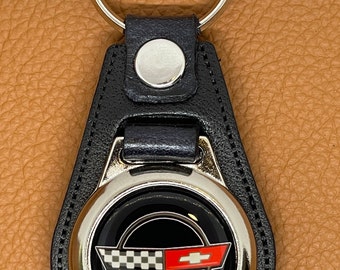 Black Leather keychain for C4 CORVETTE