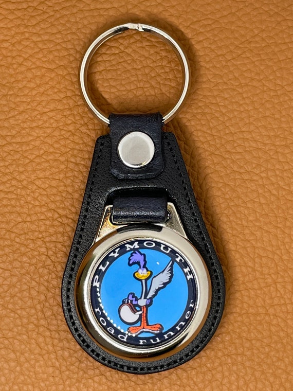 小物 ROADRUNNER Black Premium Leather Keychain for ROAD RUNNER - Etsy