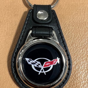 PORTE-CLÉS CORVETTE C5 en cuir noir