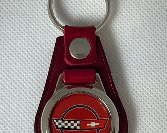 Red Corvette Red Leather Keychain - Etsy