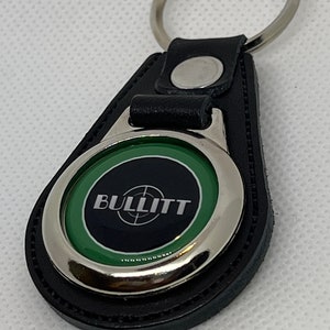 Llavero de cuero de alta calidad para Ford Bullitt verde