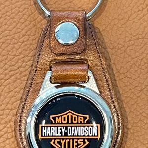 Leather Retro hand crafted old school keychain custom for your motorcycle.
