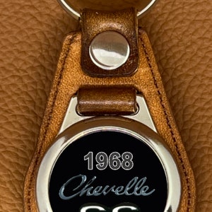 Premium Leather keychain for black 1968 Chevelle 396 image 1