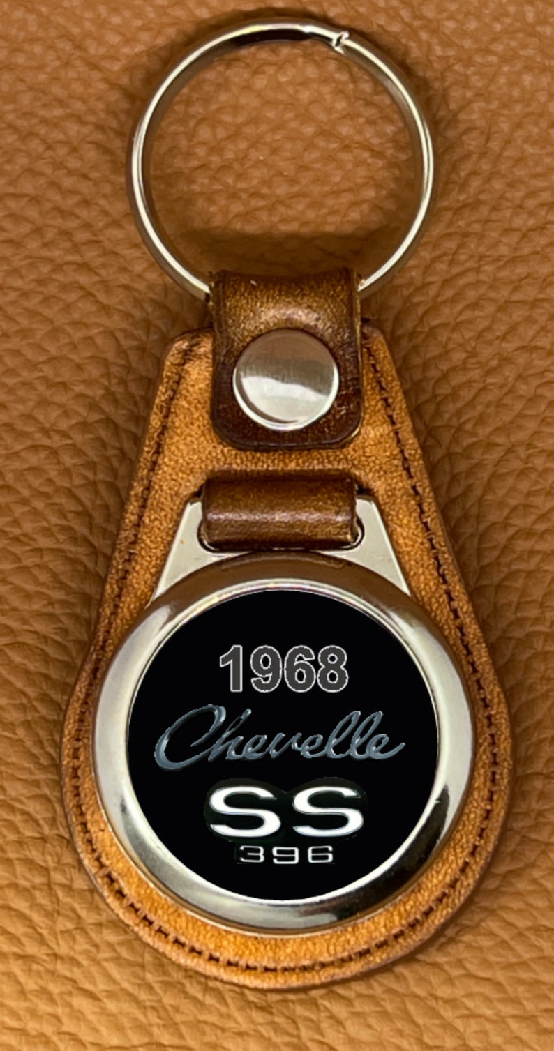 Premium Leather keychain for black 1968 Chevelle 396 image 1