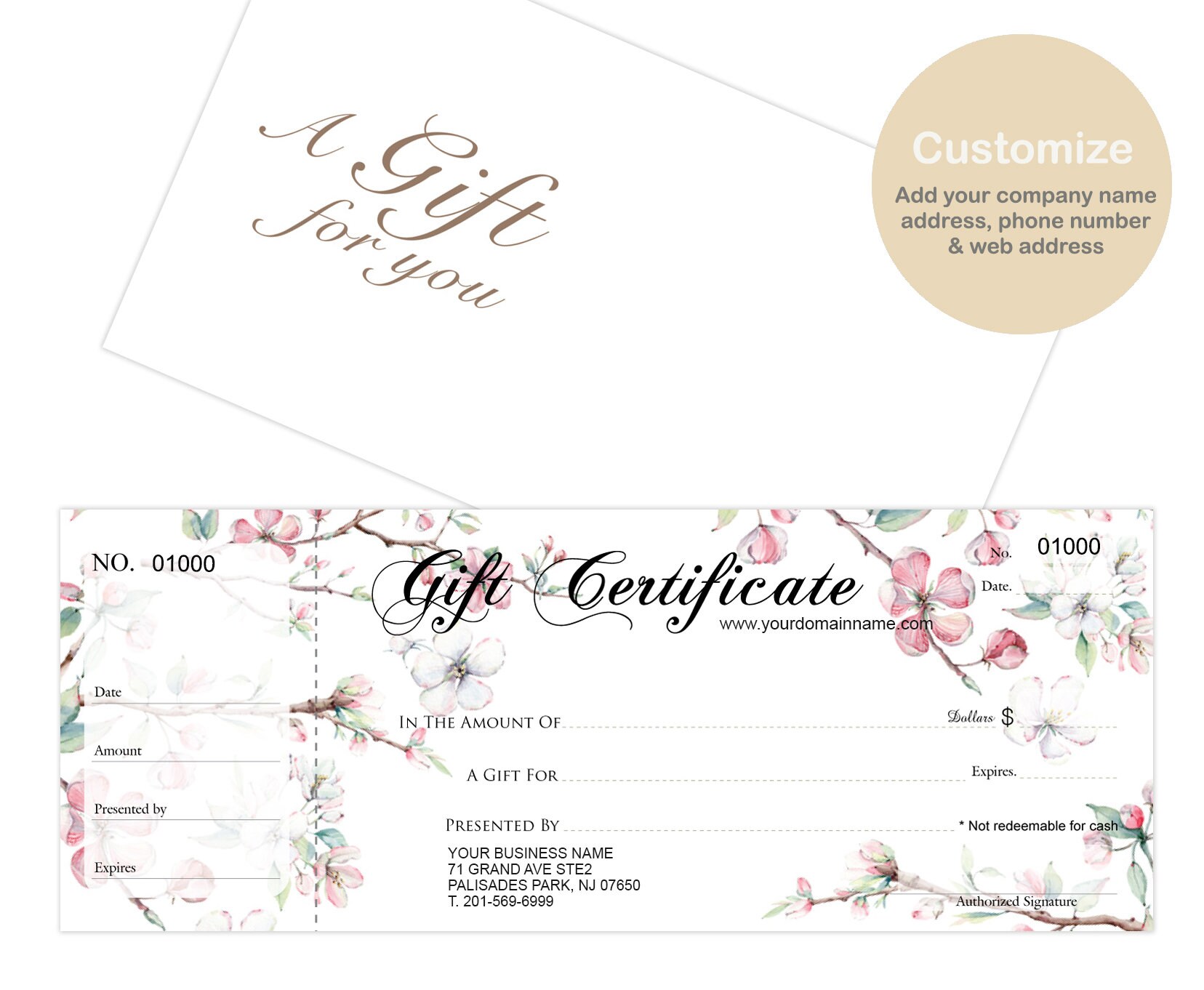 Custom printed gift certificates for business 25pcs set etsy