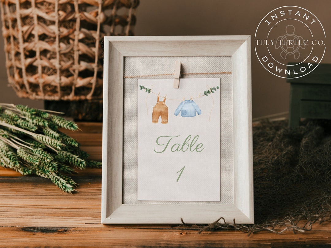 Baby Shower Table Numbers, Printable, Instant Download, Boy Baby Shower ...
