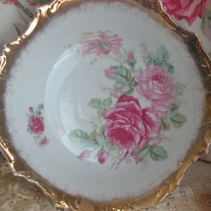 Gorgeous Hand Painted Roses Porcelain Bowl, Cottage, Shabby Chic image 2