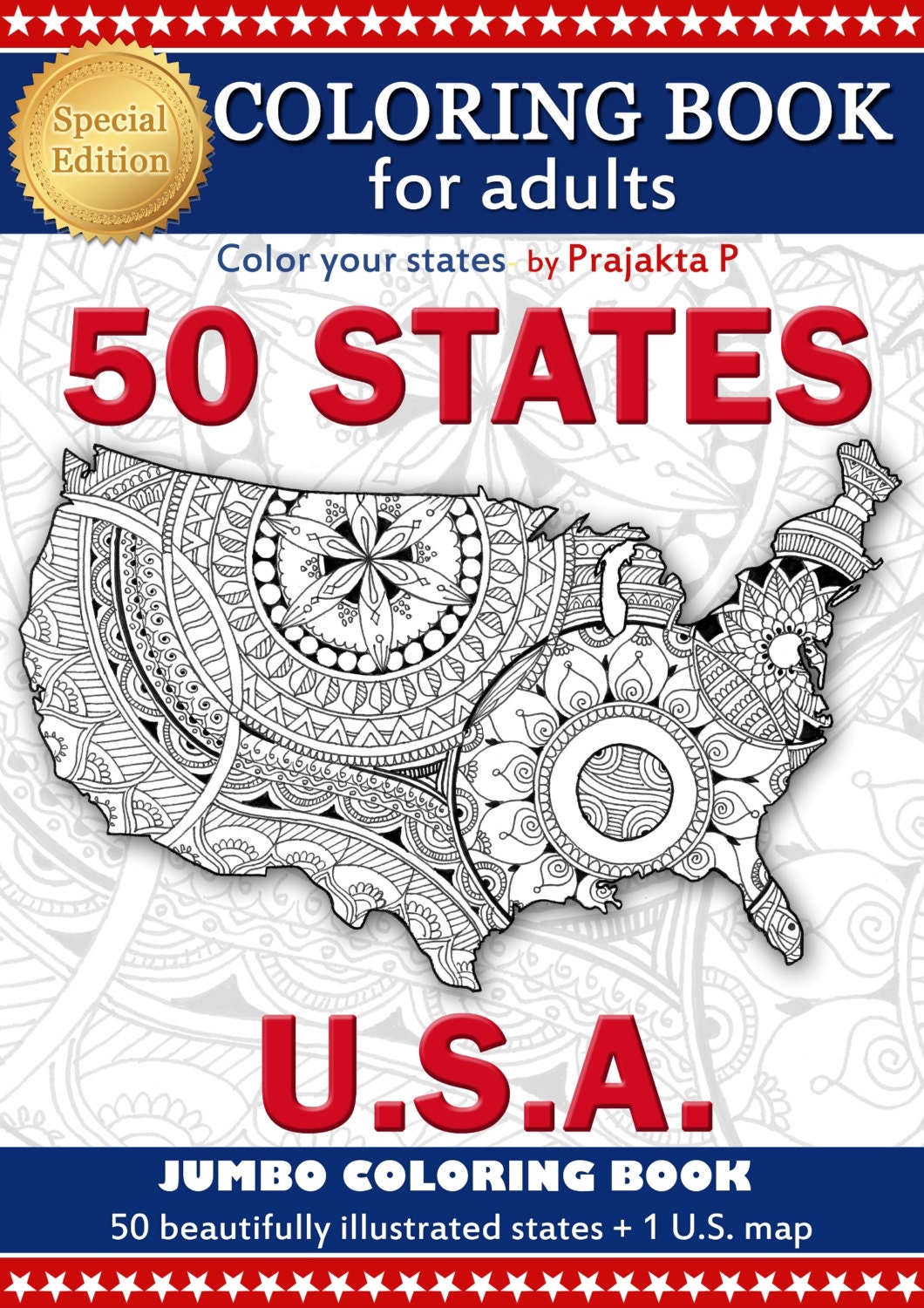 Download Adult Coloring Book Us Maps All 50 States Patriotic Etsy
