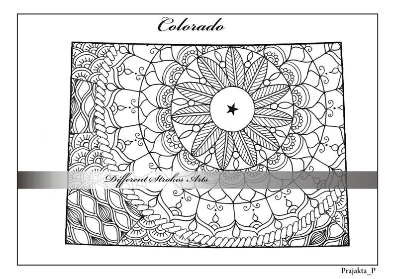 Kleurplaten Voor Volwassenen Colorado Kaart Usa Kaart Etsy