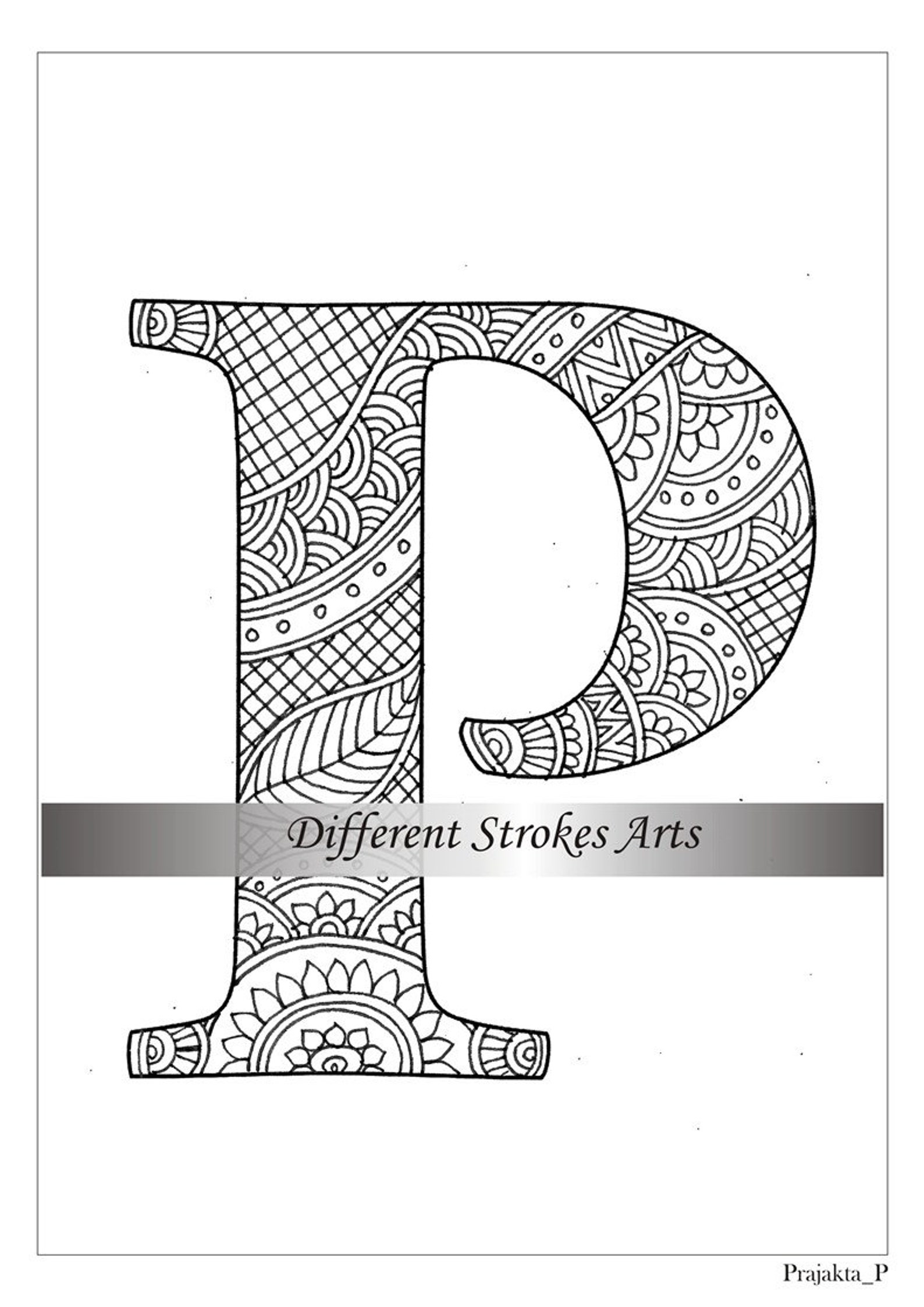 Download Adult coloring pages alphabet P printable zentangle ...