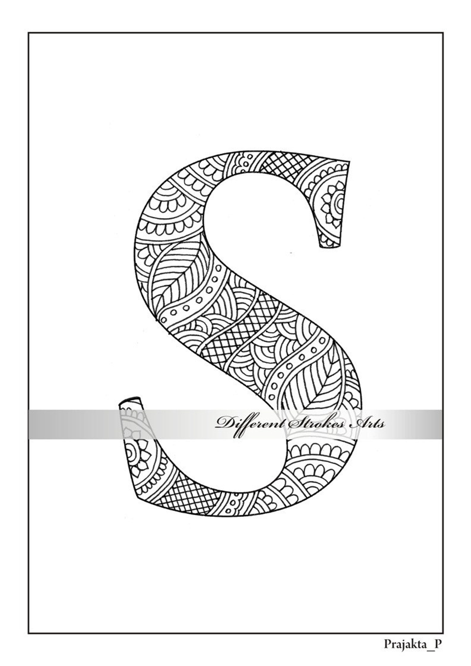 Download Zentangle alphabet coloring pages for adults henna doodle | Etsy