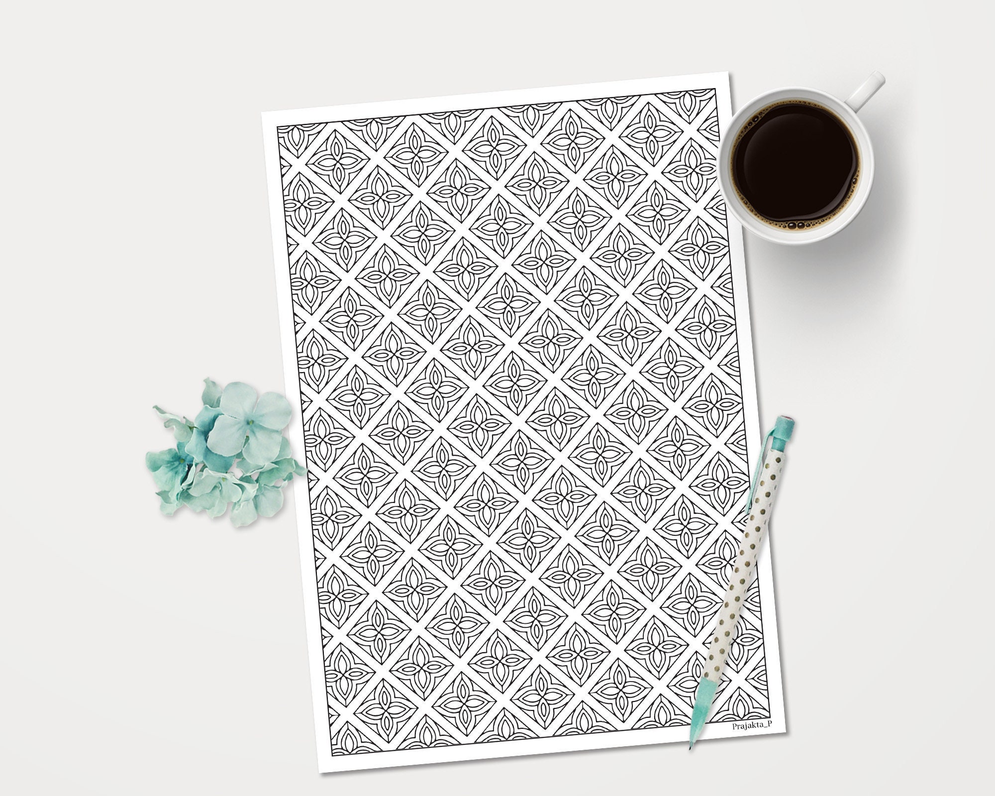 Pattern adult coloring page printable coloring page Full | Etsy