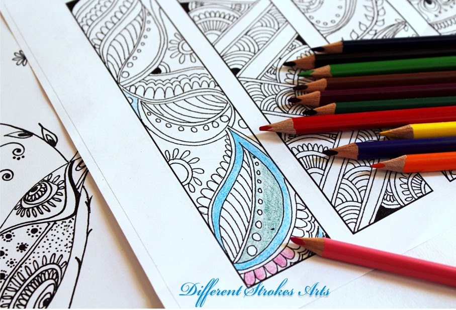 printable bookmarks coloring pages zendoodle coloring etsy
