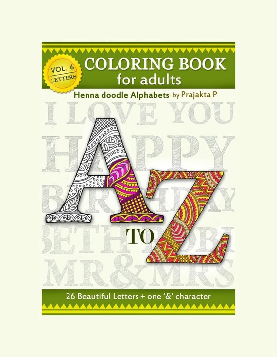 Download Printable Adult Coloring Book Zentangle Alphabet Coloring For Etsy