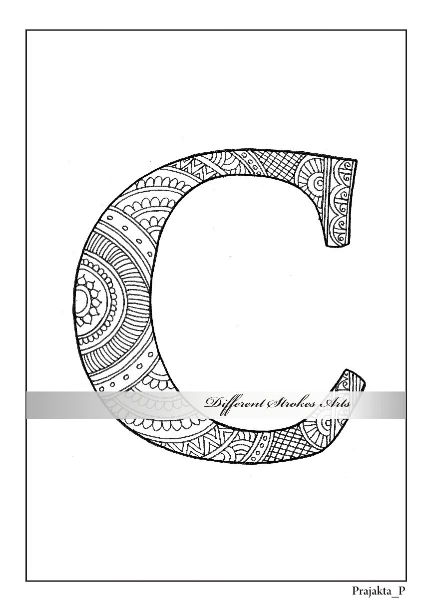 Letter c coloring page personalized coloring page letter | Etsy