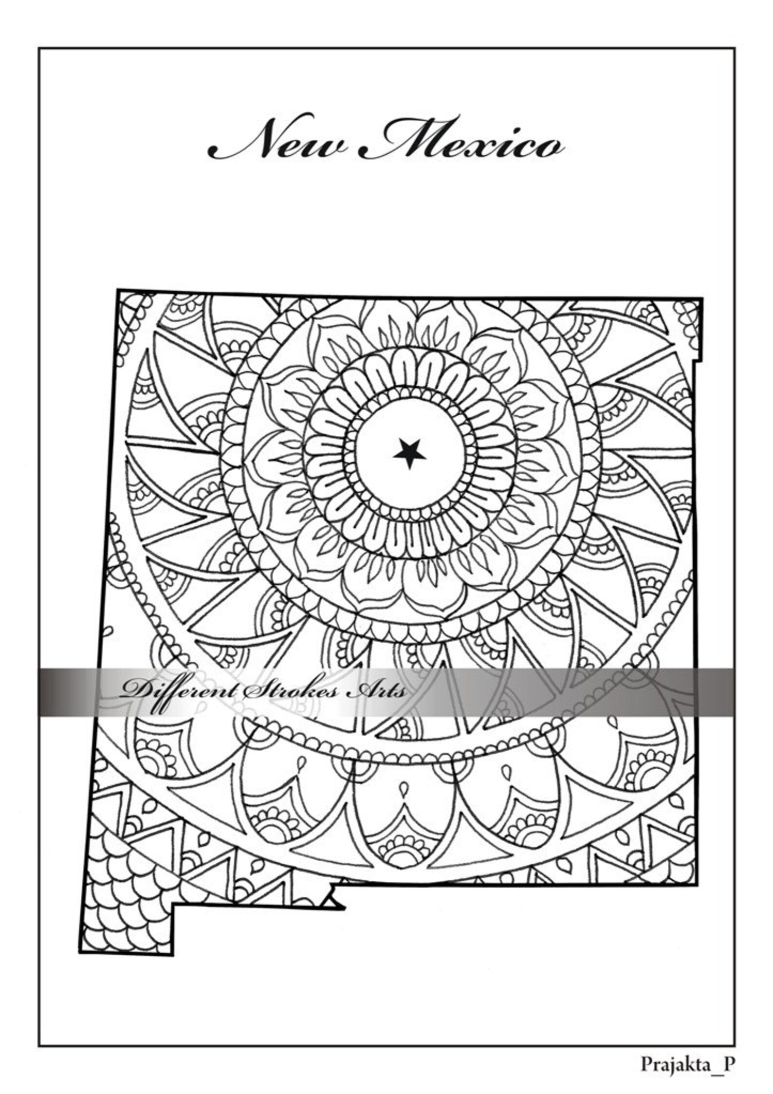 New Mexico Map Adult Coloring Page Printable July 4th Art | Etsy